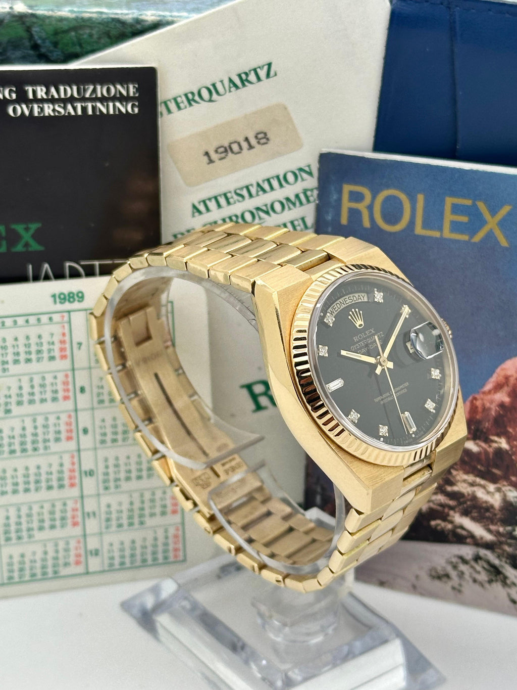 Rolex Day-Date Oysterquartz 19018 nero Brilli Full Set