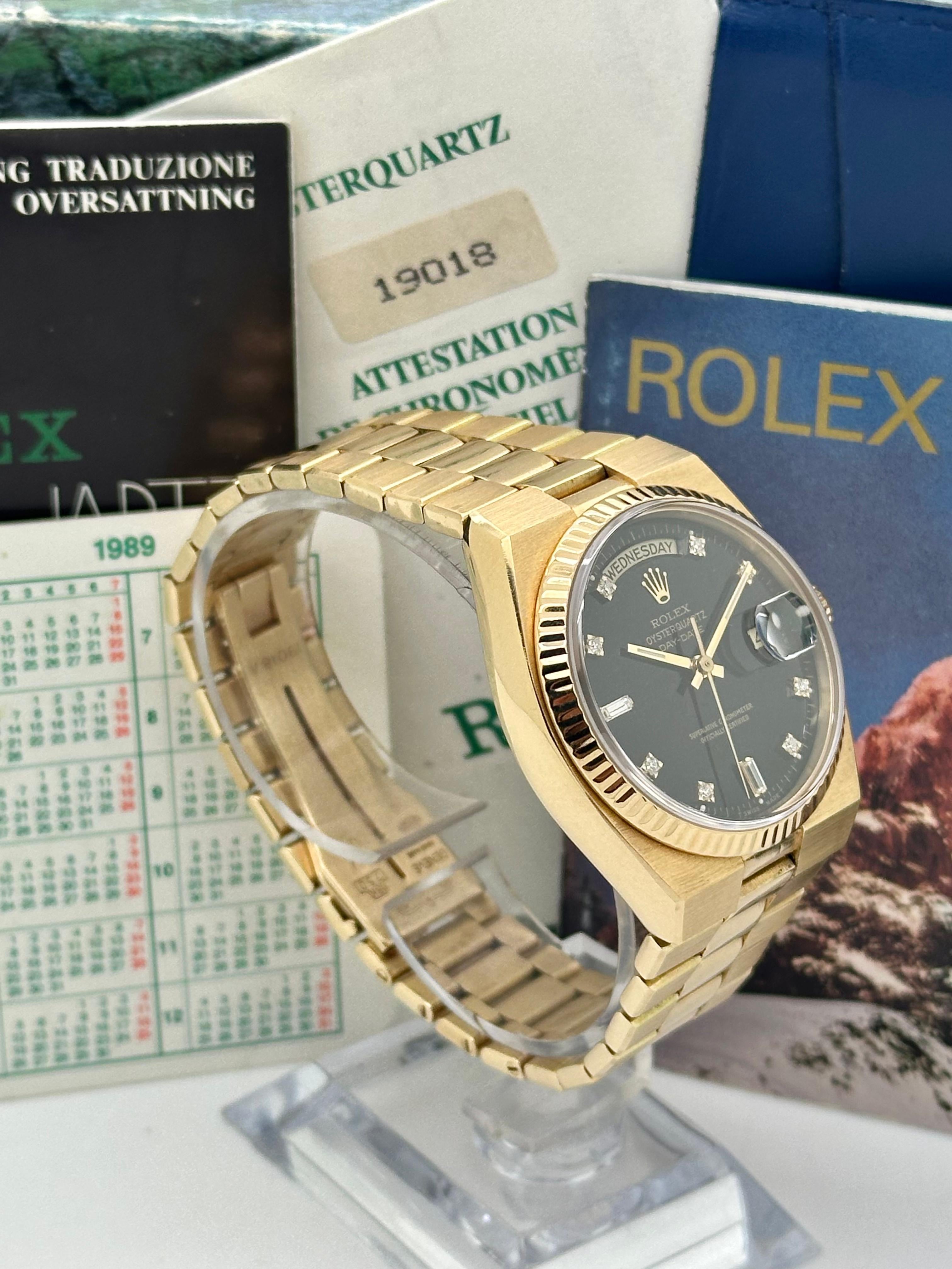 Rolex Day-Date Oysterquartz 19018 nero Brilli Full Set