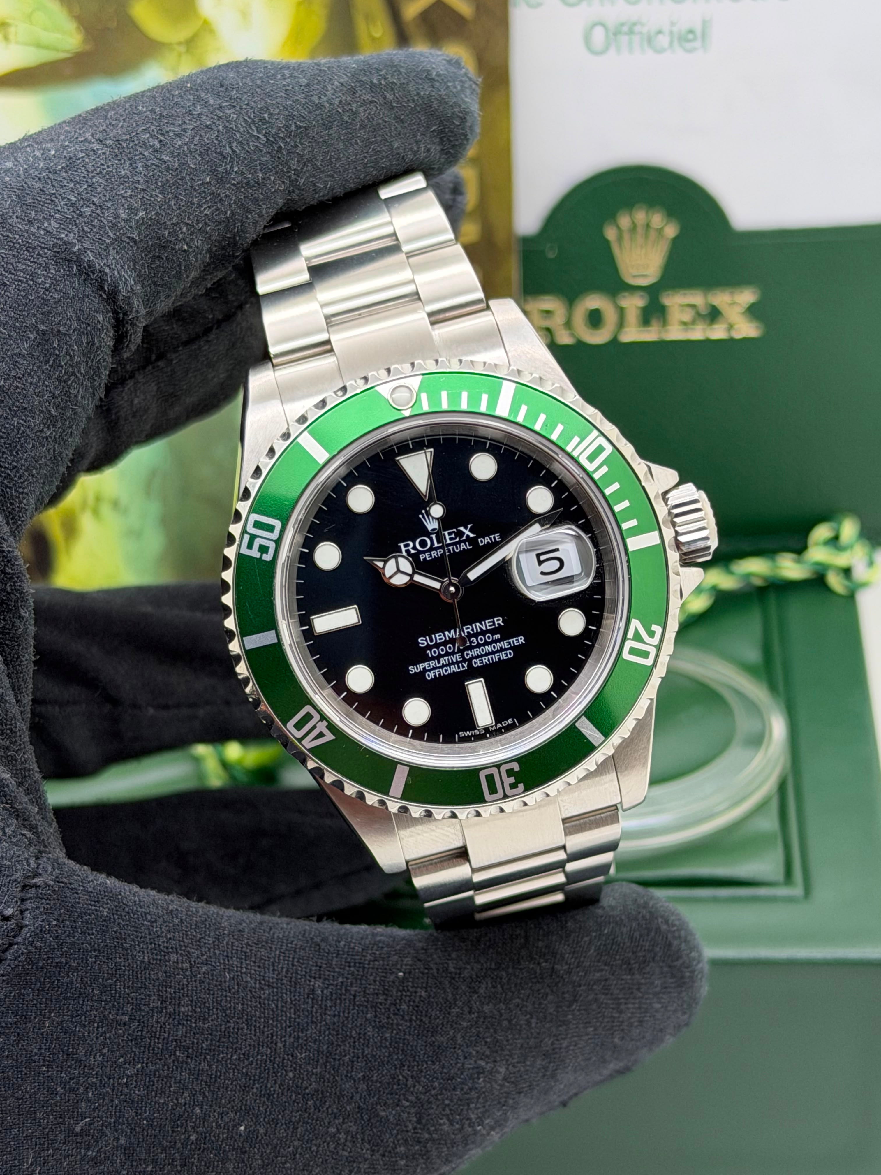 Rolex Submariner Date 16610LV Kermit Full Set 2006