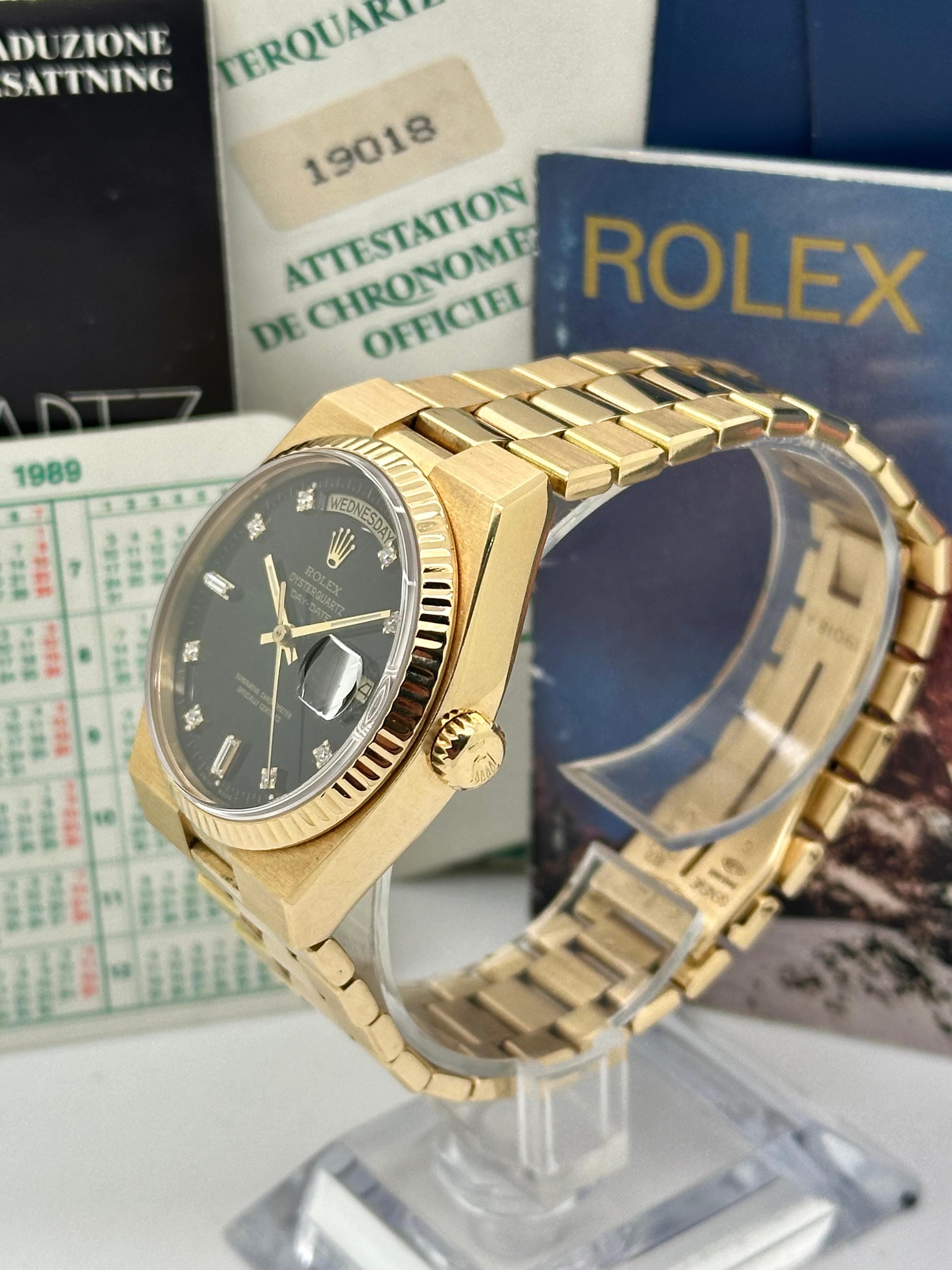 Rolex Day-Date Oysterquartz 19018 nero Brilli Full Set
