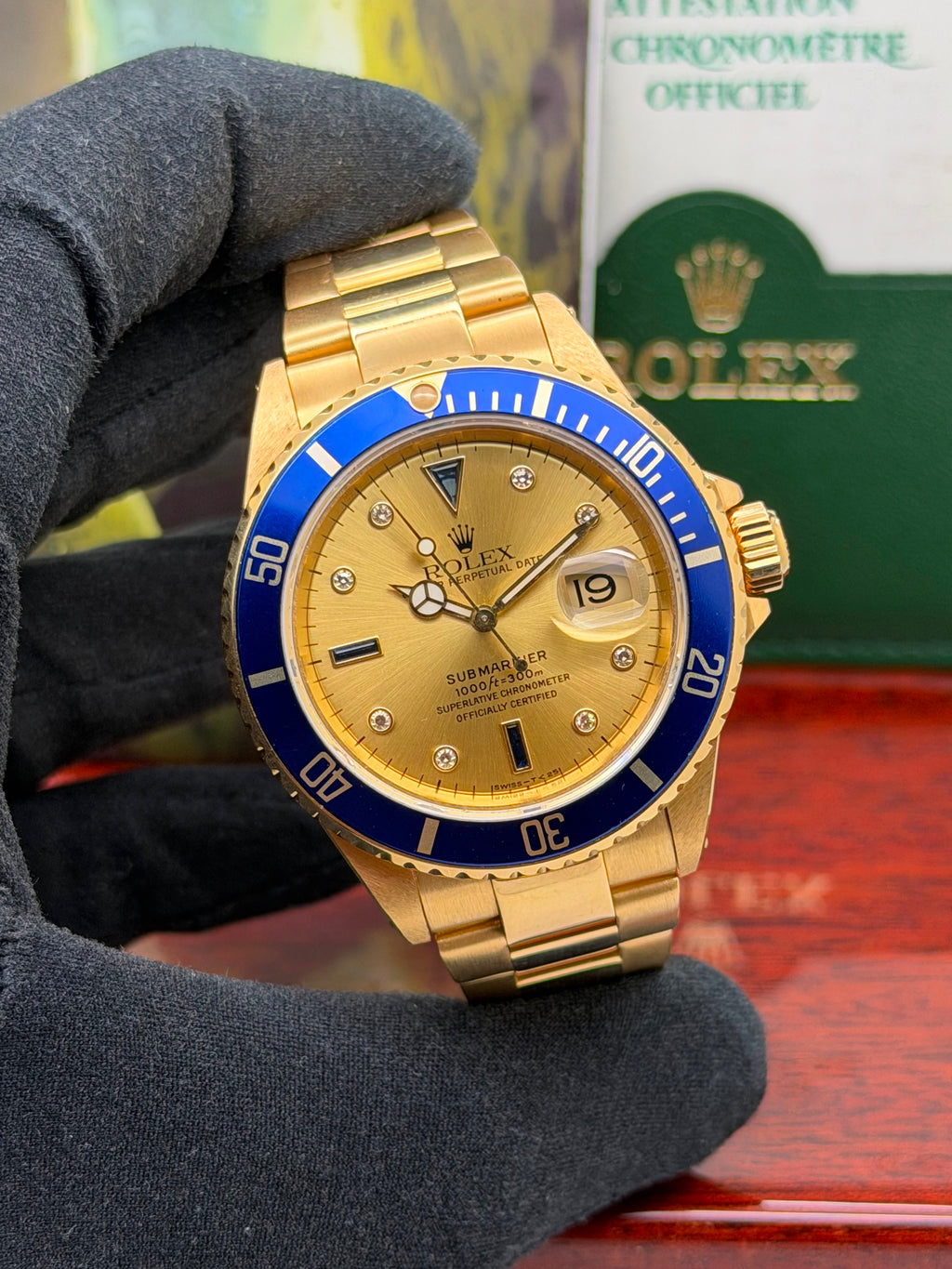 Rolex Submariner Date 16618 Oro 18K Sultan Dial Full Set