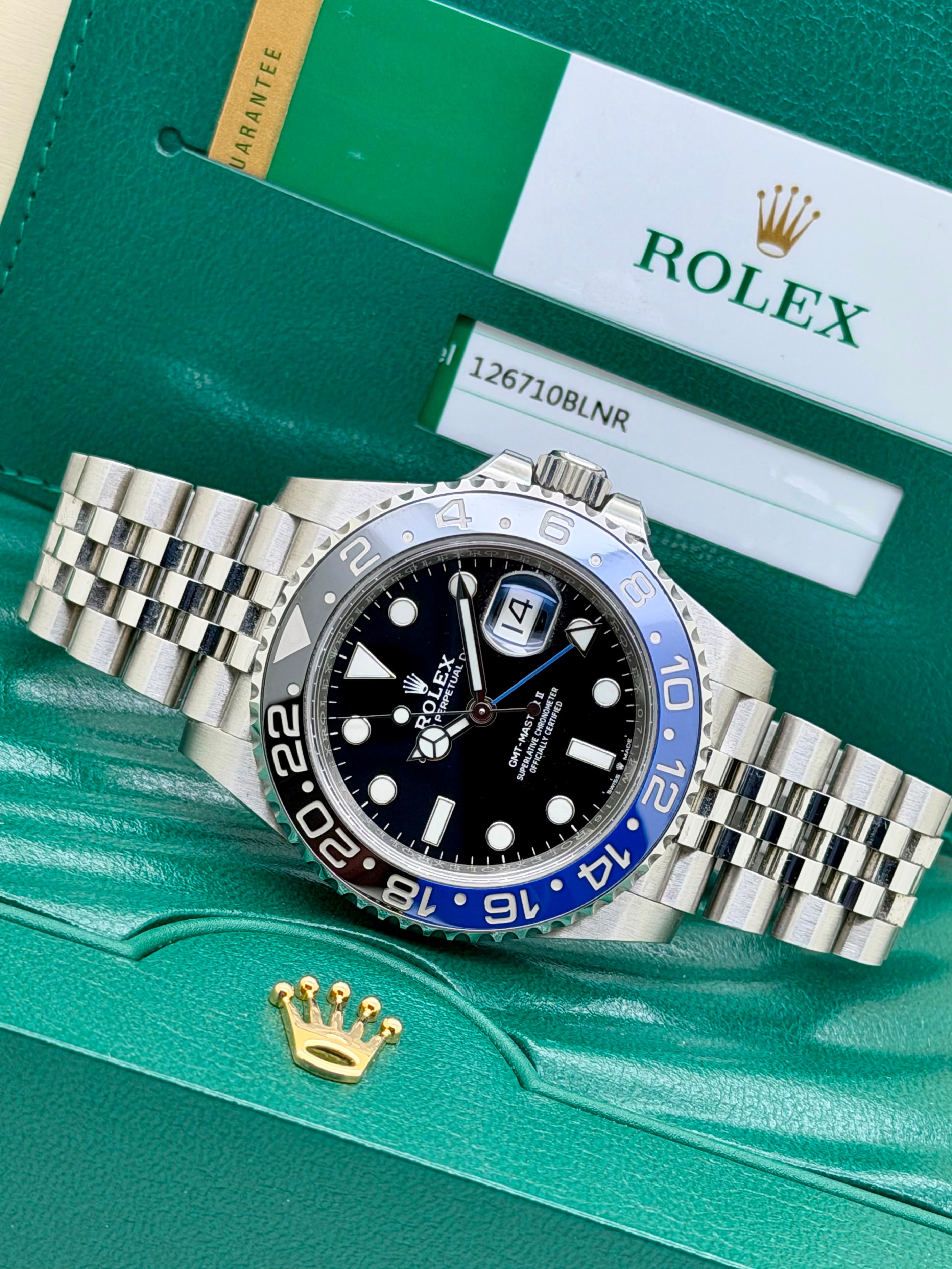 Rolex GMT Master II Batman 126710BLNR Jubilee Parziali Pellicole
