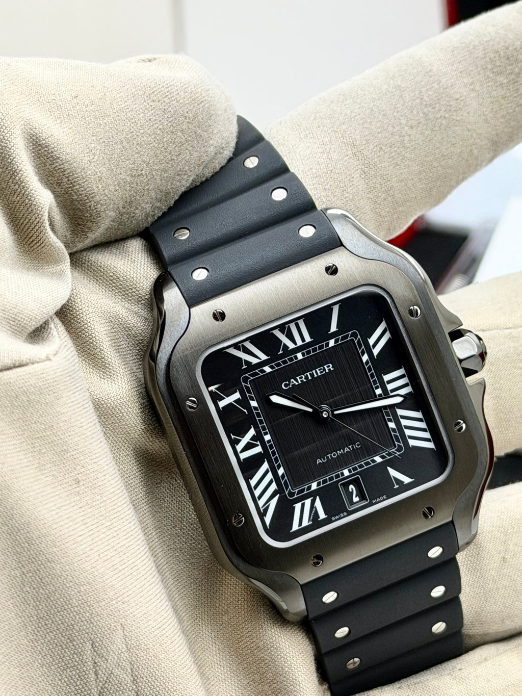 Cartier Santos Black ADLC Large nuovo Full Set