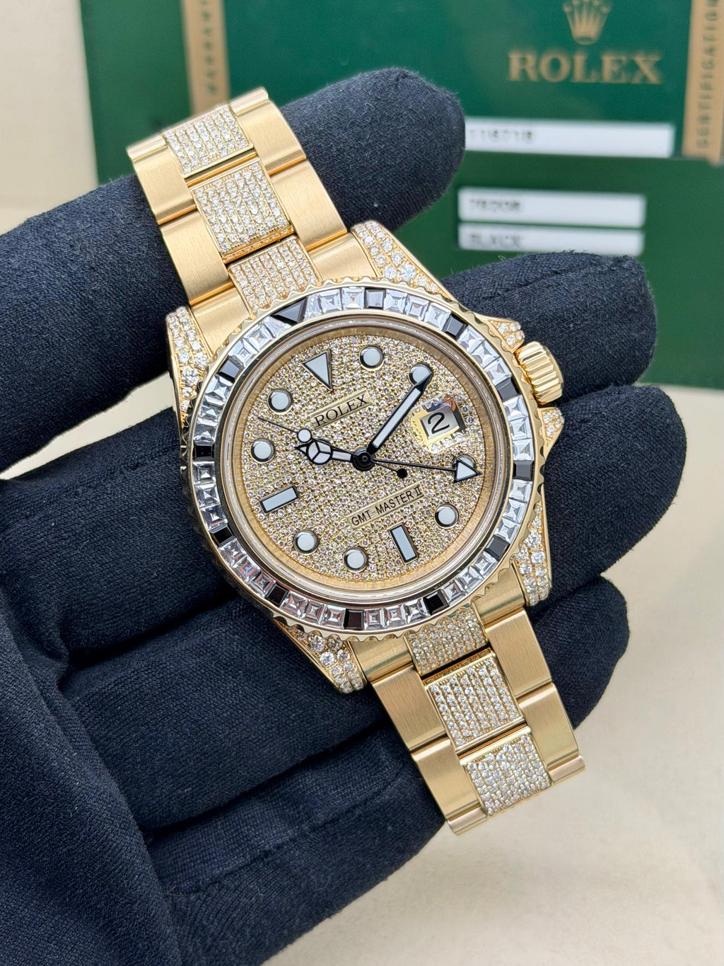 Rolex GMT Master II 116718LN Custom Diamonds Full Set