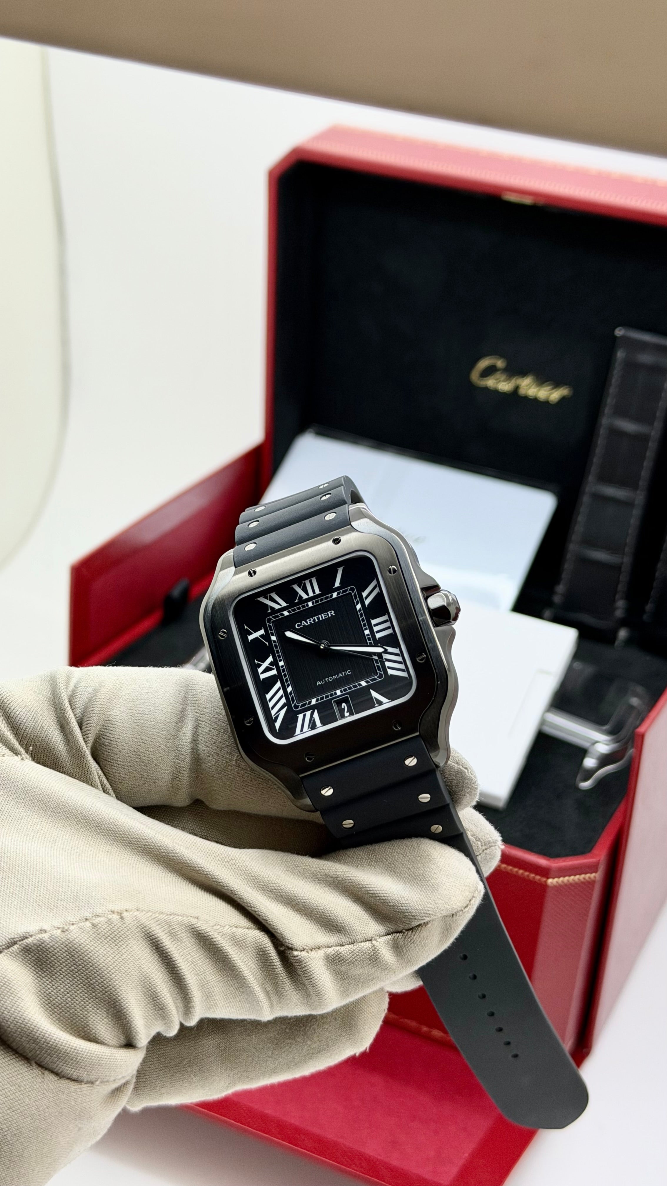 Cartier Santos Black ADLC Large nuovo Full Set