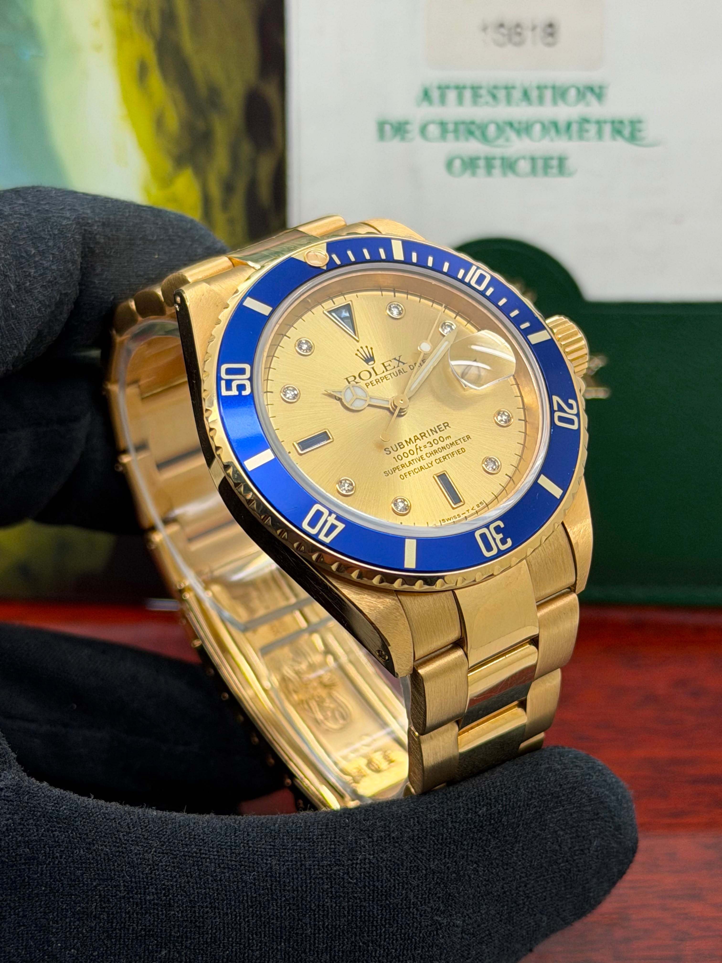 Rolex Submariner Date 16618 Oro 18K Sultan Dial Full Set