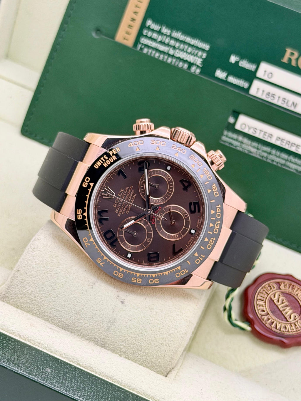 Rolex Daytona Everose Chocolate Oysterflex Ref. 116515LN Full Set